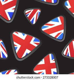 Vector seamless pattern with Union Jack flag elements for textile prints or web backgrounds. Also for travel and educational themes, banners and brochures.