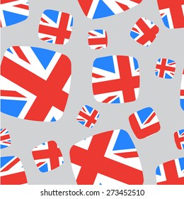 Vector seamless pattern with Union Jack flag elements for textile prints or web backgrounds. Also for travel and educational themes, banners and brochures.