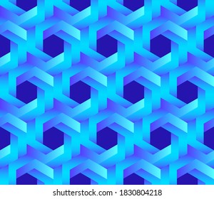 Vector seamless pattern with unreal optical illusion. Hexagon illustration, isometric drawing