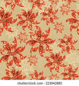 Vector seamless pattern with unusual abstract flowers. Background for use in design, web site, packing, textile, fabric