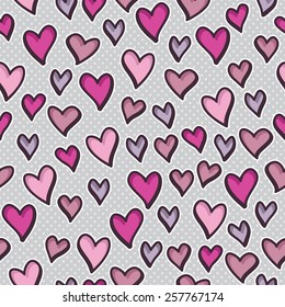 Vector seamless pattern with valentine hearts