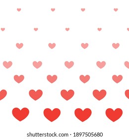 Vector seamless pattern. Valentine pattern. Red and pink hearts on white. Doodle handmade hearts.