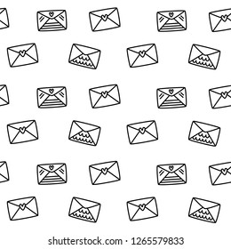 Vector seamless pattern for Valentine's day. Postal envelope. Hand-drawn style. Cartoon style