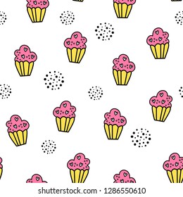 Vector seamless pattern for Valentine's day. Cakes.