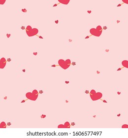 Vector Seamless Pattern for Valentine's Day. Pattern with hearts, love mail, romantic messages and other symbols of love.  