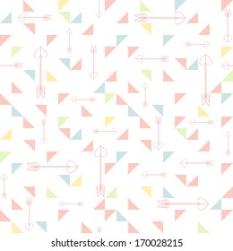 Vector seamless pattern of Valentine's Day in retro style with arrows