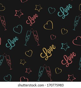 Vector Seamless Pattern for Valentine's Day Holidays or Wedding Dark Version