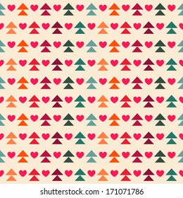 Vector seamless pattern of Valentine's Day in retro style 