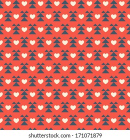 Vector seamless pattern of Valentine's Day in retro style 