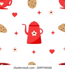 Vector seamless pattern for Valentine's day. Illustration for Valentine's day in flat style. 