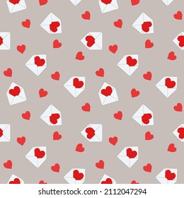 Vector seamless pattern for Valentine's day. Ornament from envelopes with a heart. Message to loved ones.