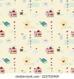 Vector seamless pattern to Valentine's Day. Cute doodle style.