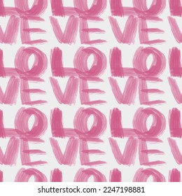 Vector seamless pattern for Valentine's Day simple design. Love phrase hand written texture
