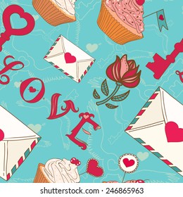 Vector seamless pattern to Valentine's Day.  Vector romantic seamless pattern. Love pattern.