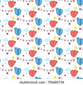 Vector seamless pattern for Valentines day with heart.