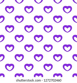 Vector seamless pattern for Valintine Day with purple hearts isolated on white