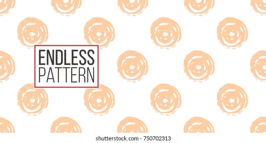 Vector seamless pattern with vanila dot. Beautiful background for party, greeting paper card or banner. Hand drawn fashion sketch style. Objects on white backdrop.
