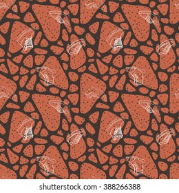 Vector seamless pattern of variety men shoes. Intricate endless background.