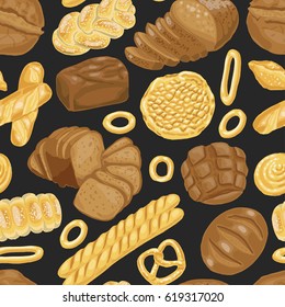 Vector seamless pattern with various bakery products