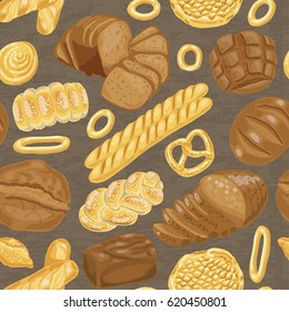 Vector seamless pattern with various bakery products