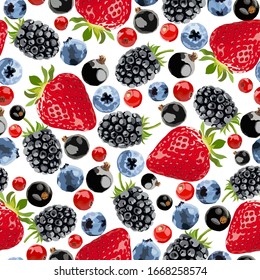 Vector seamless pattern with various berries.