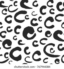 Vector seamless pattern with various lowercase calligraphy letters c. Isolated on white. Clipping paths included.