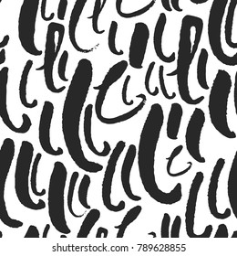 Vector seamless pattern with various lowercase hand written calligraphy letters l. Isolated on white background. Editable pattern in swatches. Clipping paths included.