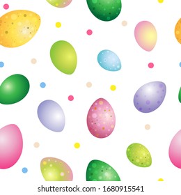 Vector seamless pattern of various painted eggs