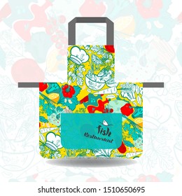 Vector seamless pattern with various vegetables, spices, herbs, healthy food symbols, can be used as a restaurant, store advertisement, print on textile, packaging.