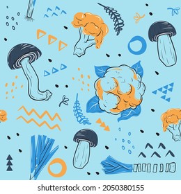Vector Seamless Pattern with Vegetable concept. Hand drawn flat and doodle style for design. Best For Fabric Printing, wrapping, Apparel, Textiles, Wallpaper, Backgrounds and anything as needed.