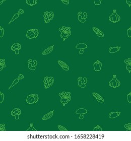 vector seamless pattern, vegetable on green background, endless background