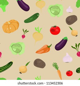 vector seamless pattern with vegetables