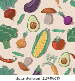 Vector seamless pattern with vegetables.