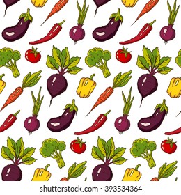 Vector seamless pattern of vegetables