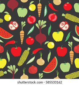 vector seamless pattern with vegetables