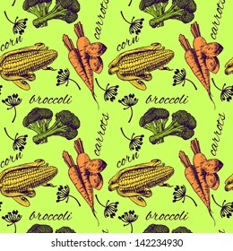 Vector seamless pattern with vegetables. Can be used for wallpaper, web page background, wrapping, textile and scrapbook.