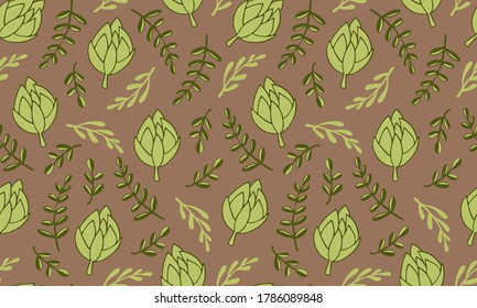 Vector seamless pattern of vegetables. Hand drawn doodle illustration of healthy farm food. Organic veggie grown in the garden.