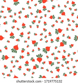 Vector seamless pattern with vegetables, white background