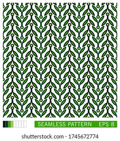 Vector seamless pattern. Vegetal motif with leaves. Decorative contour line design. Scandinavian style ornament