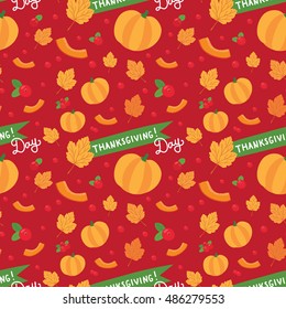Vector seamless pattern with vegetarian Thanksgiving attributes