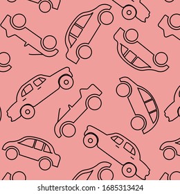 vectorial sin fisuras en el transporte de vehículos con fondo rosa suave. puede ser utilizado para imprimir, textil, tela.