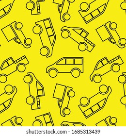 vectores sin fisuras de transporte de vehículos en fondo amarillo. puede ser utilizado para imprimir, textil, tela.