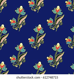 Vector seamless pattern. Vertical floral background of colorful flowers