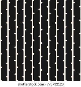 Vector seamless pattern with vertical lines, branches. Black and white abstract geometric texture. Funky dark monochrome background. Natural organic bamboo backdrop. Repeat design for decor, textile 