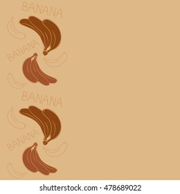 Vector seamless pattern of vertical stylized banana motif with text banana, hole, spots, doodles on colored background with copy space. Hand drawn. Vertical seamless banana background.