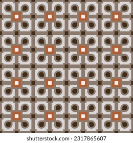 Vector seamless pattern, Victorian baroque style. Classic print for fabrics, wrapping paper. Repeat and surface design. Beige, orange and terracotta. Backdrop, background, wall paper. Geometric theme.