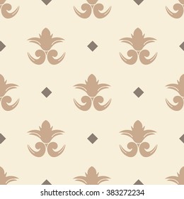 Vector seamless pattern with victorian elements. cream color. Damask style