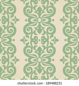 Vector seamless pattern in Victorian style. Element for design. Ornamental backdrop. Light lace background. Ornate floral decor for wallpaper. Endless texture. Monochrome pattern fill.