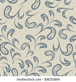 Vector seamless pattern in Victorian style. Element for design. The polka dot background. Floral ornament on beige background. Ornate decor for wallpaper. Endless texture. Deluxe pattern fill.