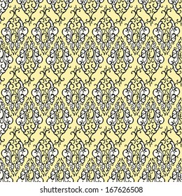 Vector seamless pattern with vintage abstract doodle ornament. Elegant retro background 